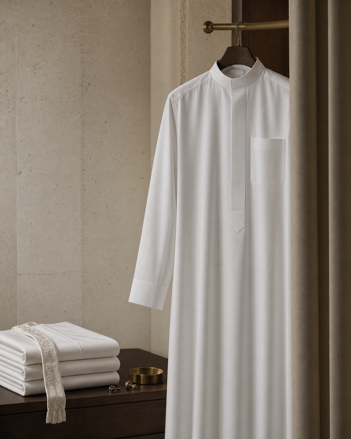 Refined white Gulf dishdasha for wedding wear
